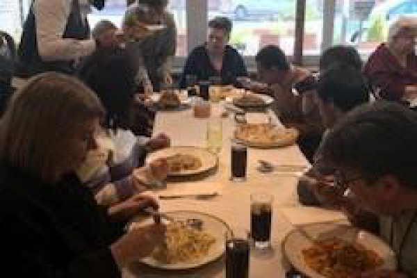 Enjoying a meal at the Italian